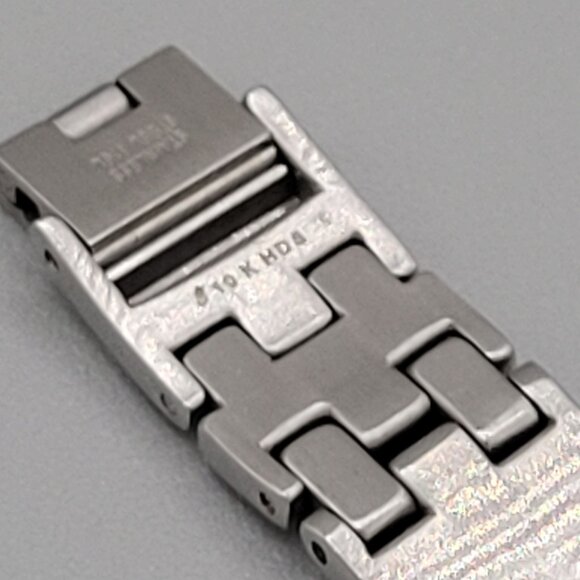 Mens Link Bracelet 10k HDS Diamond Accents Stainless Steel Fold Over Clasp - Picture 8 of 9